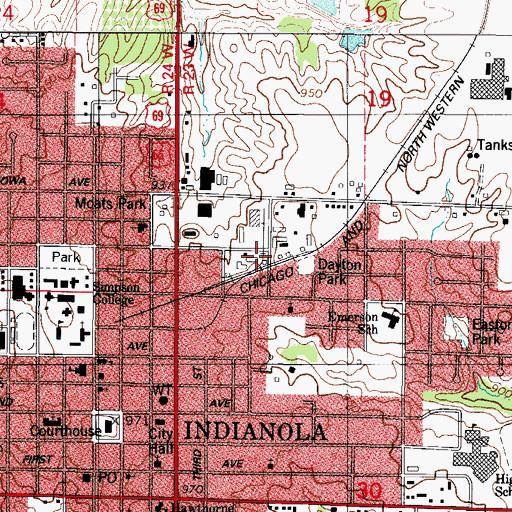 Topographic Map of Heartland Co-op Elevator, IA