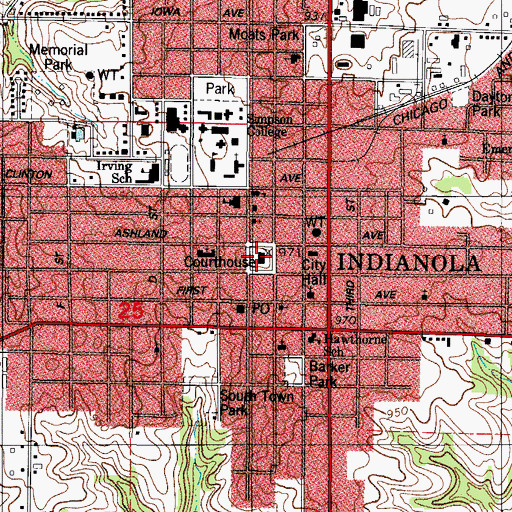 Topographic Map of Warren County Sheriff's Office, IA