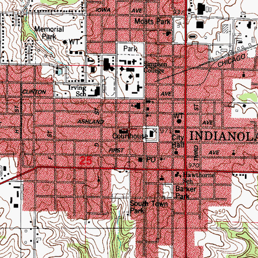 Topographic Map of Optometric Associates Center of Warren County, IA