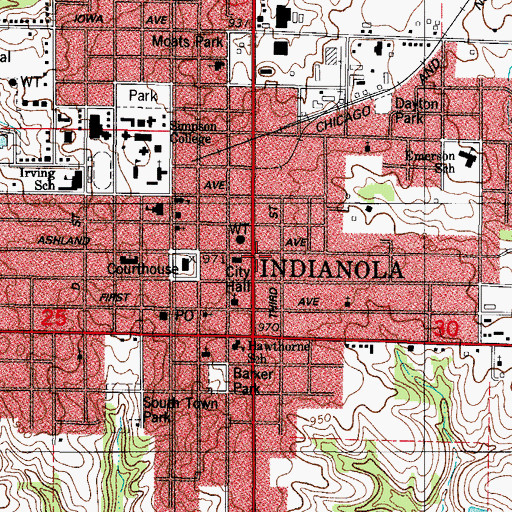 Topographic Map of Mercy Indianola Medical Clinic, IA