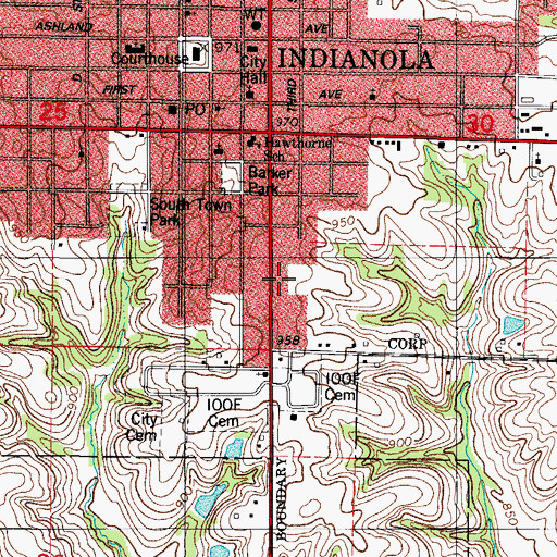 Topographic Map of Indianola Good Samaritan Center, IA