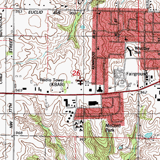 Topographic Map of Westview of Indianola Care Center, IA