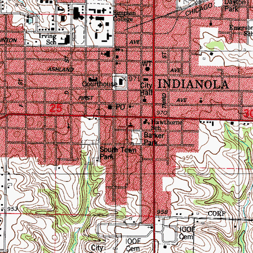 Topographic Map of Nazarene Church, IA