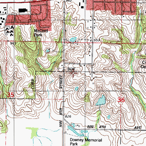 Topographic Map of Kingdom Hall of Jehovahs Witnesses, IA