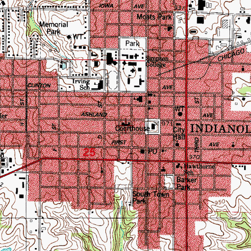 Topographic Map of First United Methodist Church, IA