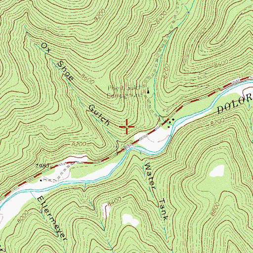 Topographic Map of Priest Gulch Trailhead, CO