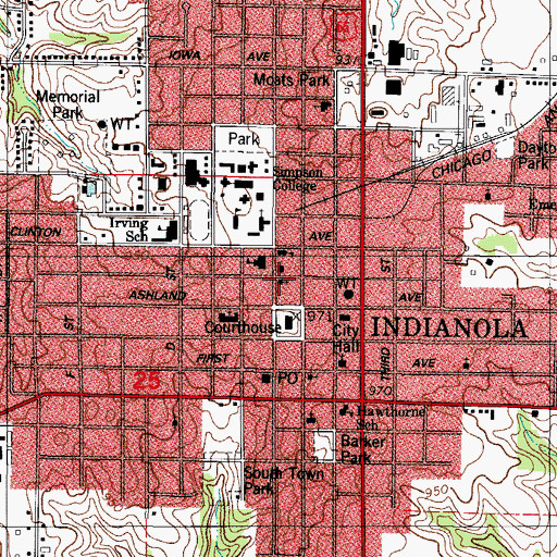 Topographic Map of Indianola Friends Church, IA