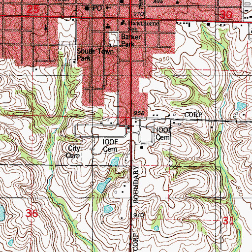 Topographic Map of Calvary Baptist Church, IA