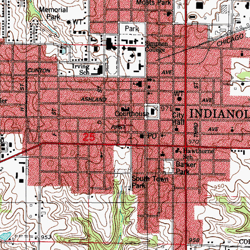 Topographic Map of Indian Ridge Mobile Home Park, IA