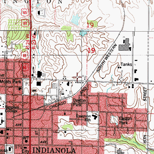 Topographic Map of Sunfield Mobile Home Park, IA