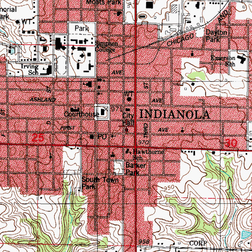 Topographic Map of Sesquicentennial Park, IA