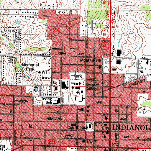 Topographic Map of Buxton Park, IA