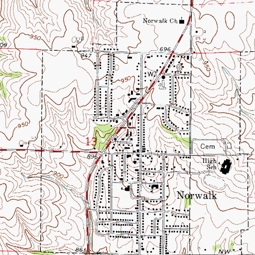 Topographic Map of Norwalk Healthcare Center, IA