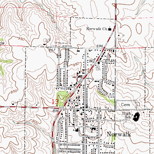 Topographic Map of Optometric Associates Center of Warren County, IA