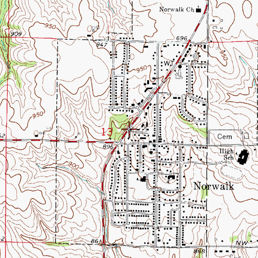 Topographic Map of First Baptist Church, IA
