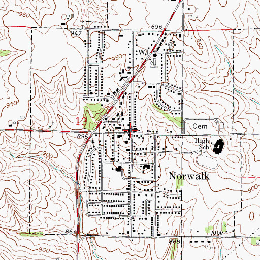 Topographic Map of Assumption Church, IA