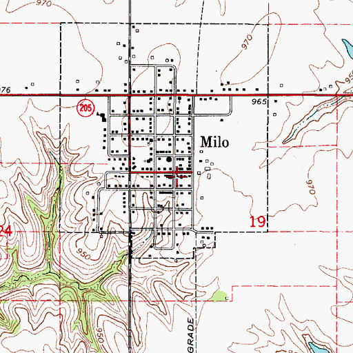 Topographic Map of Milo Public Library, IA