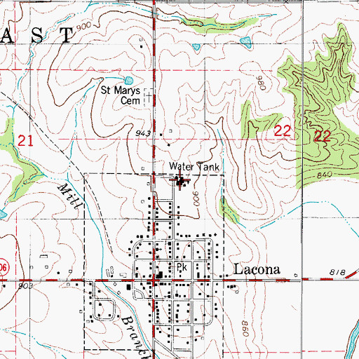 Topographic Map of Southeast Warren Intermediate Center, IA