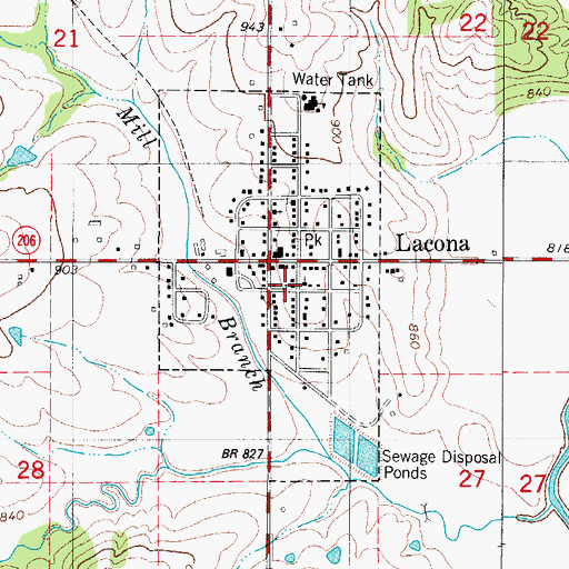Topographic Map of Lacona Christian Church, IA