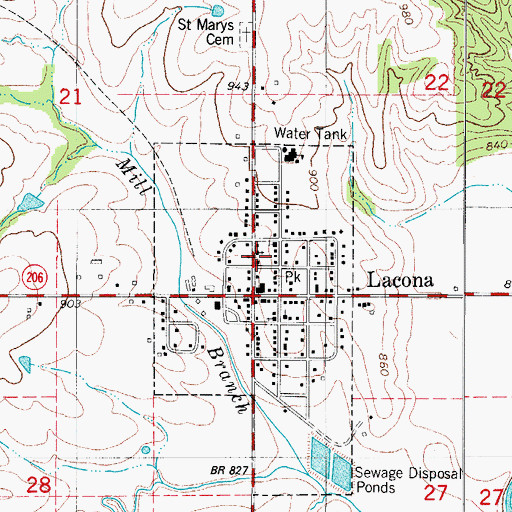 Topographic Map of Saint Marys Catholic Church, IA