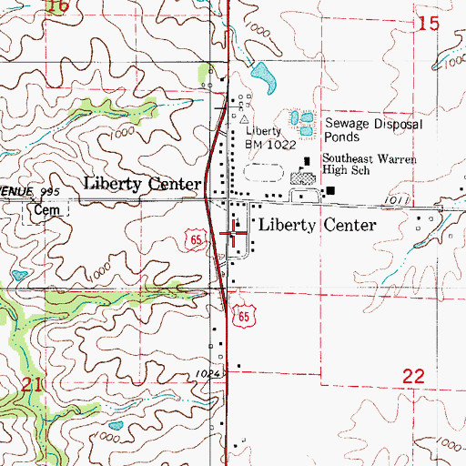 Topographic Map of Liberty Center Post Office, IA