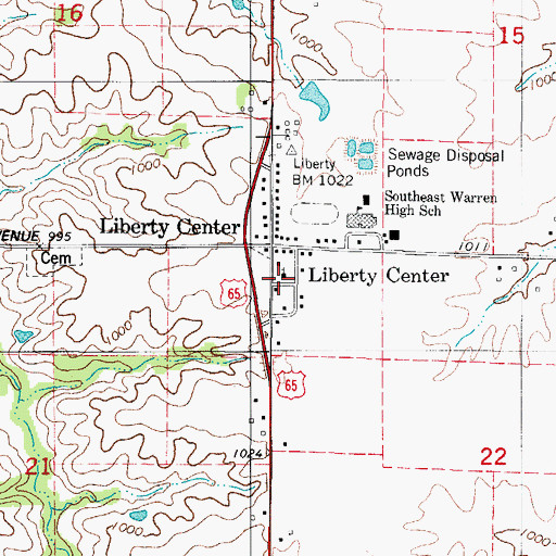 Topographic Map of Liberty Center United Methodist Church, IA
