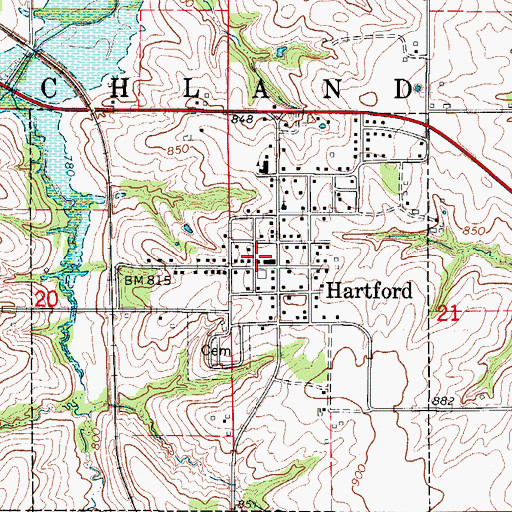 Topographic Map of Hartford Volunteer Fire and Rescue, IA