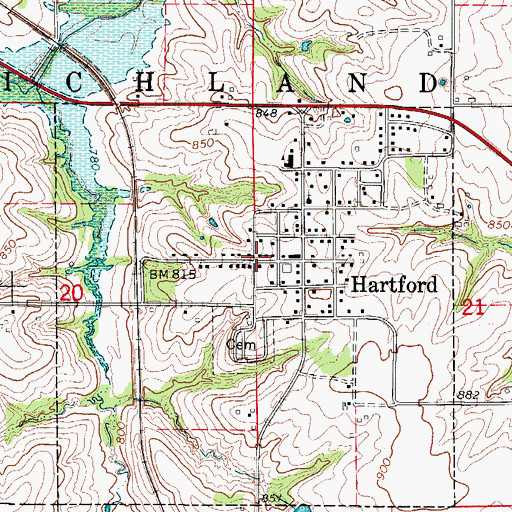 Topographic Map of Hartford Mobile Home Park, IA
