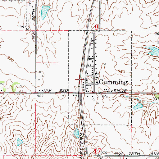 Topographic Map of Cumming (historical), IA