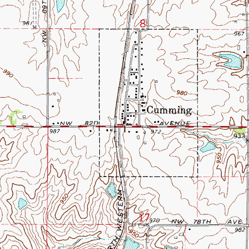 Topographic Map of Saint Johns Catholic Church, IA
