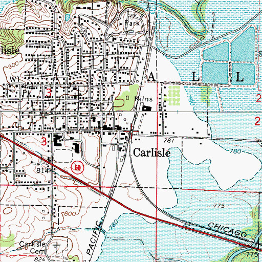 Topographic Map of Carlisle, IA