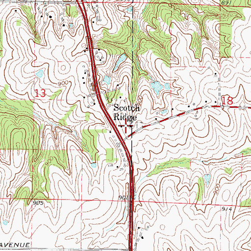 Topographic Map of Scotch Ridge United Presbyterian Church, IA
