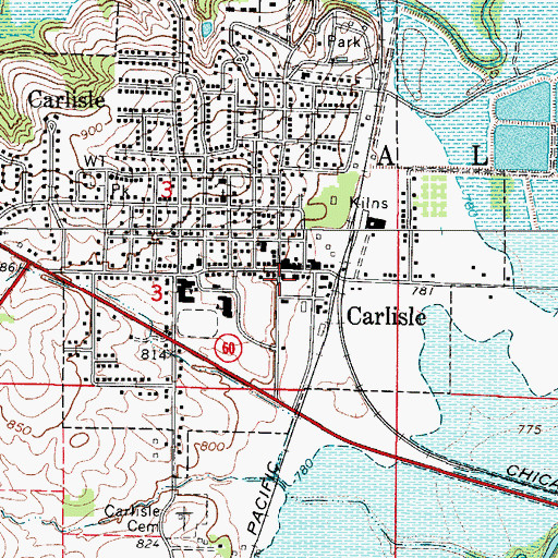 Topographic Map of Carlisle Post Office, IA