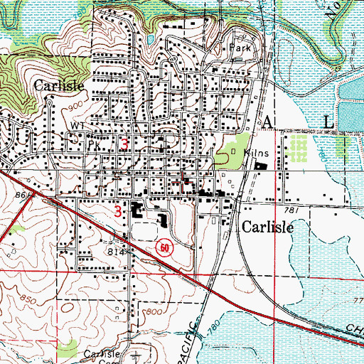 Topographic Map of Carlisle City Fire Department, IA