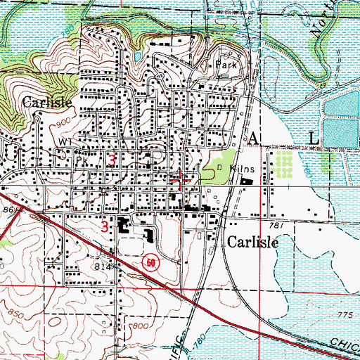 Topographic Map of Carlisle City Hall, IA