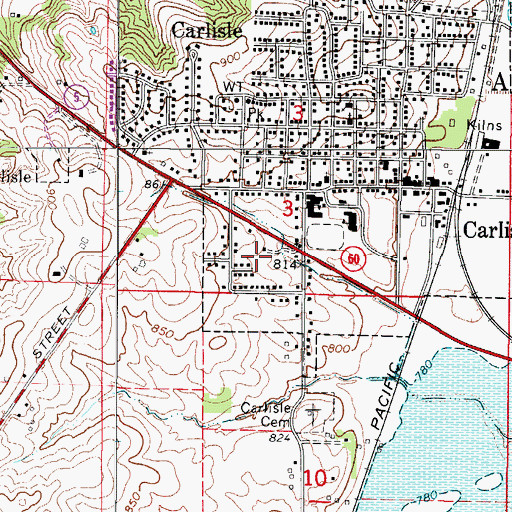 Topographic Map of Carlisle Care Center, IA