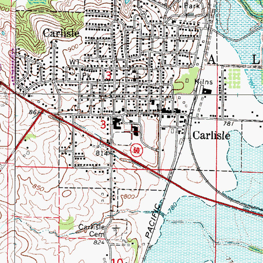 Topographic Map of Carlisle High School, IA