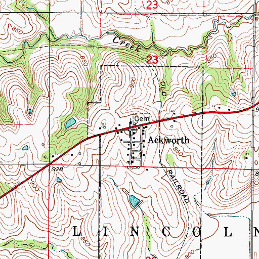 Topographic Map of Ackworth (historical), IA