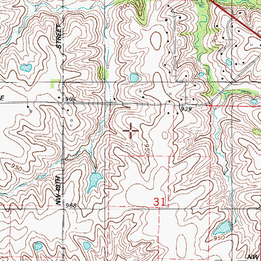 Topographic Map of Warren Cemetery, IA