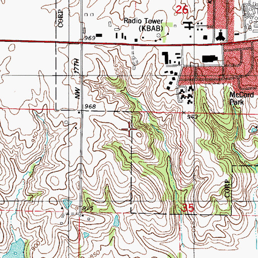 Topographic Map of Deer Run Golf Club, IA