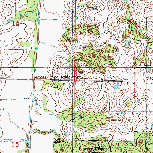 Topographic Map of Randolph Cemetery, IA