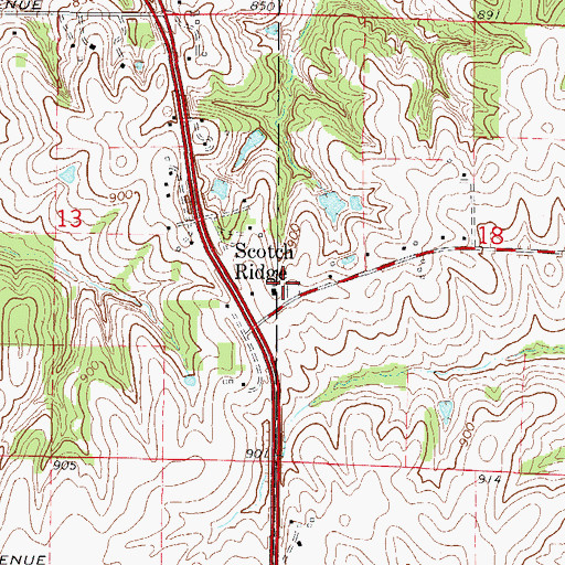 Topographic Map of Scotch Ridge Cemetery, IA