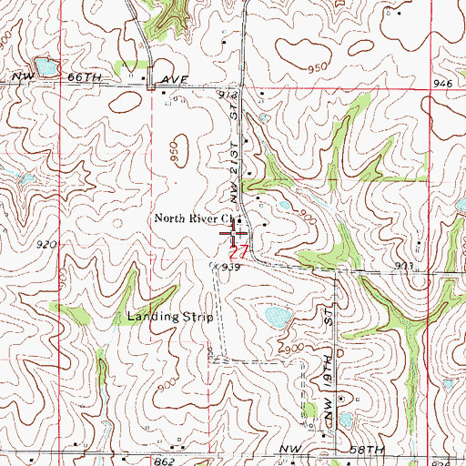 Topographic Map of North River Cemetery, IA
