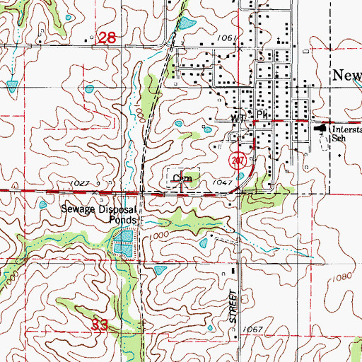 Topographic Map of Beymer Cemetery, IA
