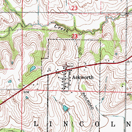 Topographic Map of Ackworth Cemetery, IA