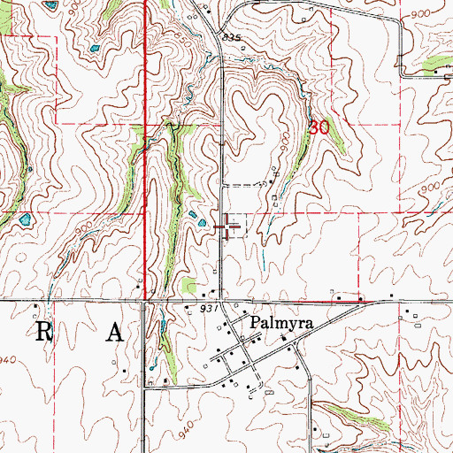 Topographic Map of Palmyra Cemetery, IA