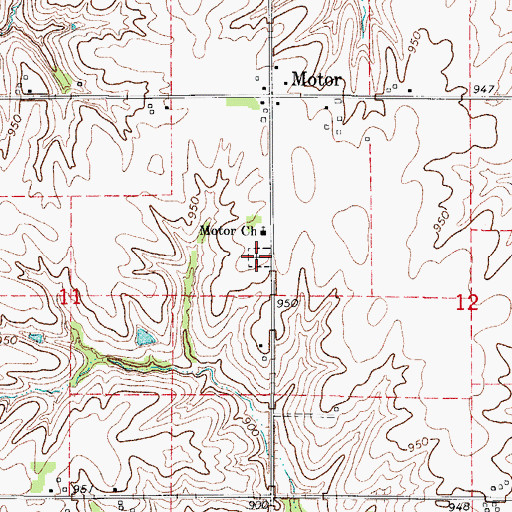 Topographic Map of Motor Cemetery, IA