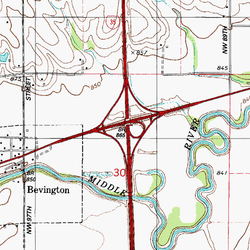 Topographic Map of Interchange 56, IA