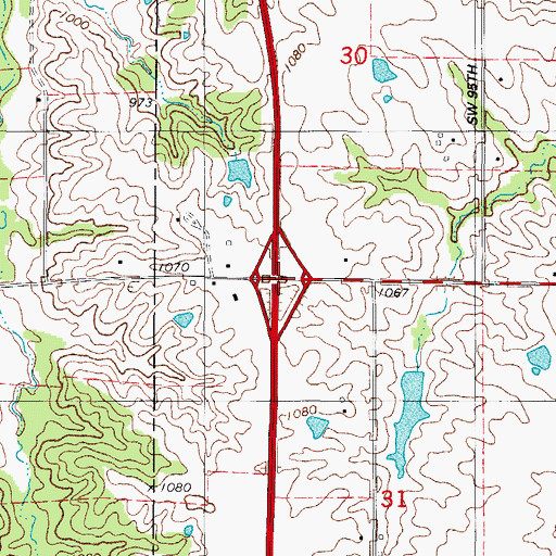 Topographic Map of Interchange 43, IA
