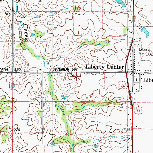Topographic Map of Liberty Center Cemetery, IA